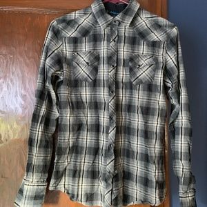 Kuhl Women's Plaid Shirt Black and Tan Medium